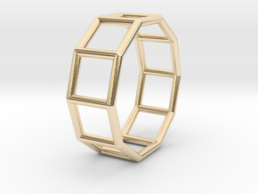 0343 Decagonal Prism E (a=1cm) #001 in 14k Gold Plated Brass