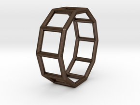 0343 Decagonal Prism E (a=1cm) #001 in Polished Bronze Steel