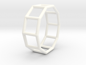 0343 Decagonal Prism E (a=1cm) #001 in White Processed Versatile Plastic
