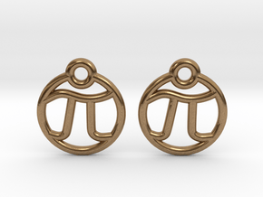 Tiny Pi Earrings in Natural Brass