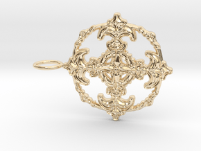 Croix Fleur de Lys baroque cercle3 in 14K Yellow Gold