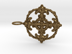 Croix Fleur de Lys baroque cercle3 in Polished Bronze
