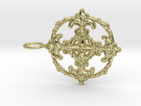 Croix Fleur de Lys baroque cercle3 in 18k Gold Plated Brass