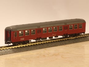 DSB class Bn coach N scale in Smooth Fine Detail Plastic