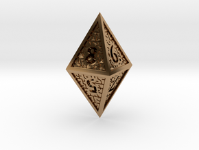 Hedron D8 Closed (Hollow), balanced gaming die in Polished Brass