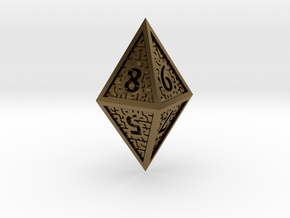 Hedron D8 Closed (Hollow), balanced gaming die in Polished Bronze