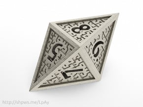 Hedron D8 Closed (Hollow), balanced gaming die in Polished Bronzed Silver Steel