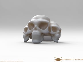 Skull Ring 'Trinity'  in White Premium Versatile Plastic: 6 / 51.5