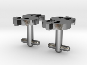 Dollar Sign Cufflinks in Polished Silver