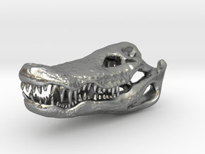 Crocodile Head Skeleton Pendant [30mm] in Natural Silver