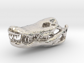 Crocodile Head Skeleton Pendant [30mm] in Rhodium Plated Brass