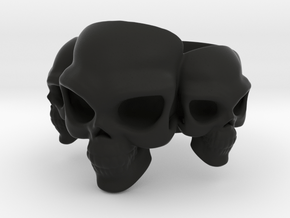 Skull Ring 'Trinity'  in Black Premium Versatile Plastic: 6 / 51.5