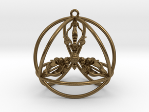 Quadruple Dorje Tetrasphere Pendant  2" in Natural Bronze