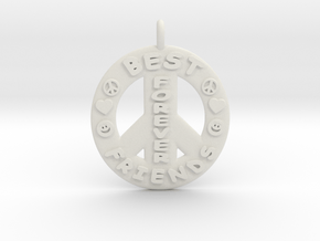 15- Best Friends Forever / Peace Sign in White Natural Versatile Plastic: Large