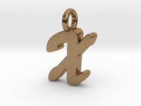 X - Pendant 2mm thk. in Natural Brass