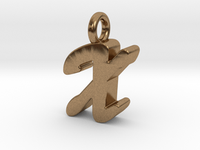 X - Pendant 3mm thk. in Natural Brass