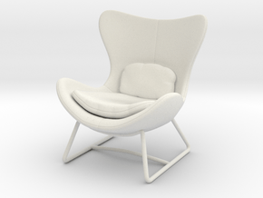 Miniature Lazy Armchair - Calligaris in White Natural Versatile Plastic: 1:12