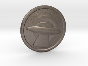 Invasion coin (1.4") in Polished Bronzed Silver Steel
