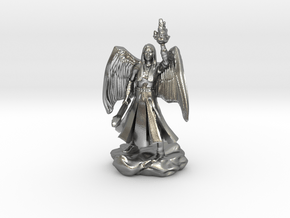 Female Aasimar Cleric With Mace in Natural Silver