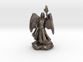 Female Aasimar Cleric With Mace in Polished Bronzed Silver Steel