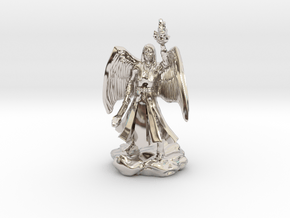 Female Aasimar Cleric With Mace in Rhodium Plated Brass