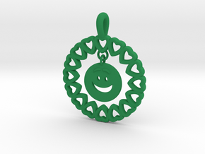 19- HEART CIRCLES Smiley FACE-Loops in Green Processed Versatile Plastic: Small