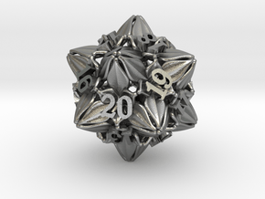 Floral Dice – D20 Spindown Life Counter die in Natural Silver