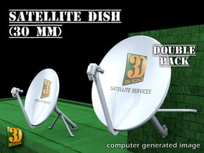 Satellite dish (30mm) - double pack in Smooth Fine Detail Plastic