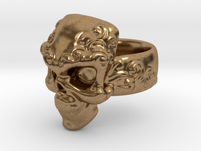 Elemental Skull Ring 'Water'  in Natural Brass: 6 / 51.5