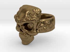 Elemental Skull Ring 'Water'  in Natural Bronze: 6 / 51.5