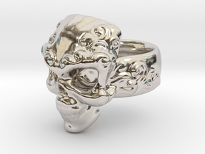 Elemental Skull Ring 'Water'  in Platinum: 6 / 51.5
