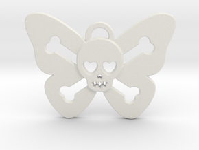 Cute Butterfly Skull in White Natural Versatile Plastic