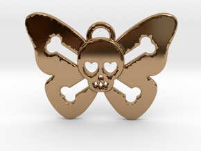 Cute Butterfly Skull in Polished Brass