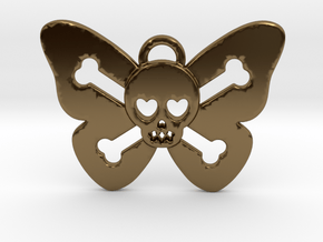 Cute Butterfly Skull in Polished Bronze