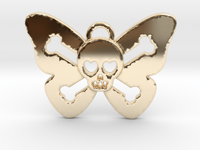 Cute Butterfly Skull in 14k Gold Plated Brass