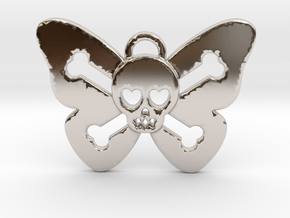 Cute Butterfly Skull in Rhodium Plated Brass
