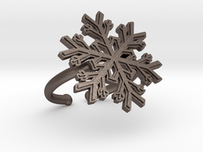 Snowflake Ring 1 d=16.5mm Adjustable h21d165a in Polished Bronzed Silver Steel