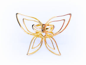 Butterfly double ring -Anello Farfalla in 18k Gold Plated Brass: 6 / 51.5
