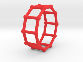 0344 Decagonal Prism V&E (a=1cm) #002 in Red Processed Versatile Plastic