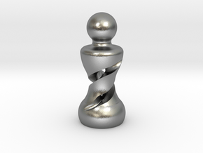 Chess Pawn Double Helix in Natural Silver: Large