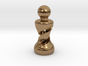 Chess Pawn Double Helix in Natural Brass: Large