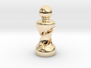 Chess Pawn Double Helix in 14K Yellow Gold: Large