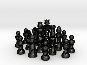 Helix Chess Set (One Color) in Matte Black Steel: Medium