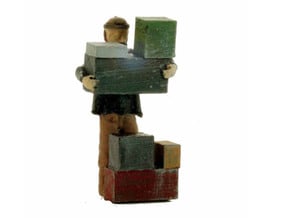O Freight Dock WORKER Stacking Boxes Figure in Tan Fine Detail Plastic