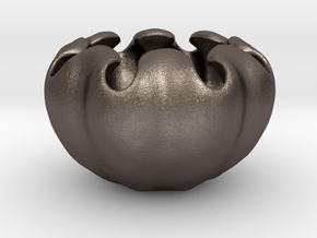 Fractal Flower Pot V in Polished Bronzed Silver Steel