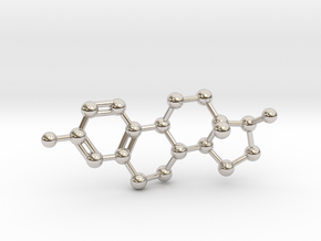 Estrogen (Estradiol) Molecule Pendant BIG in Rhodium Plated Brass
