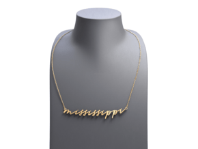 Mississippi - Calligraphic Pendant in Polished Gold Steel