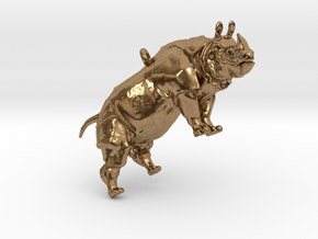 Rhinoceros Pendant in Natural Brass