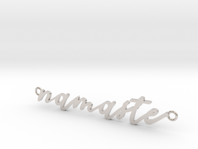 Namaste -- Calligraphy Pendant in Rhodium Plated Brass