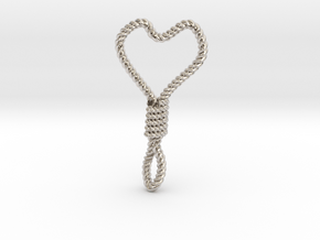 Hung Up Heart in Rhodium Plated Brass